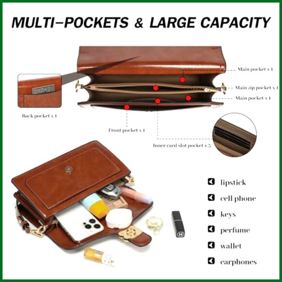 Trendy Retro Satchel Crossbody Bag Vegan Leather Adjustable Straps Elegant - Picture 5 of 7